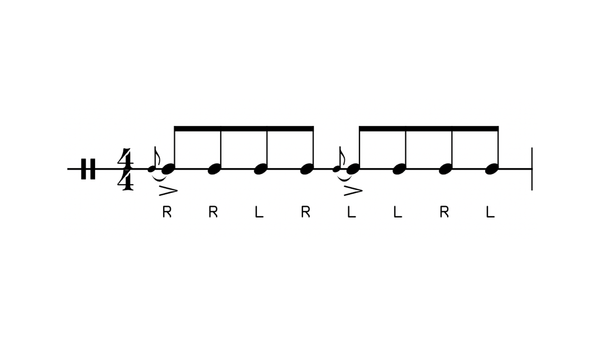 Single Windmill drum rudiment notation